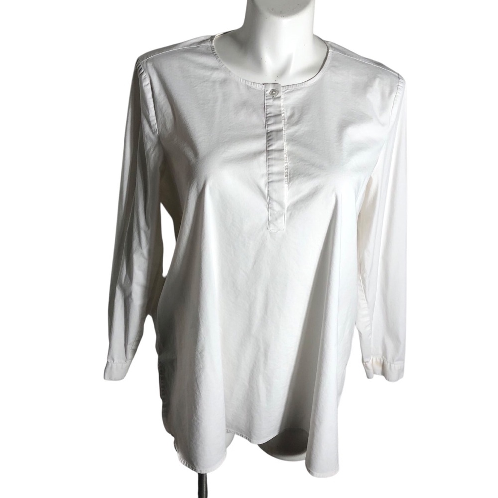 J. Hill White Shirt Collection cotton blend long sleeve tunic Sz XL